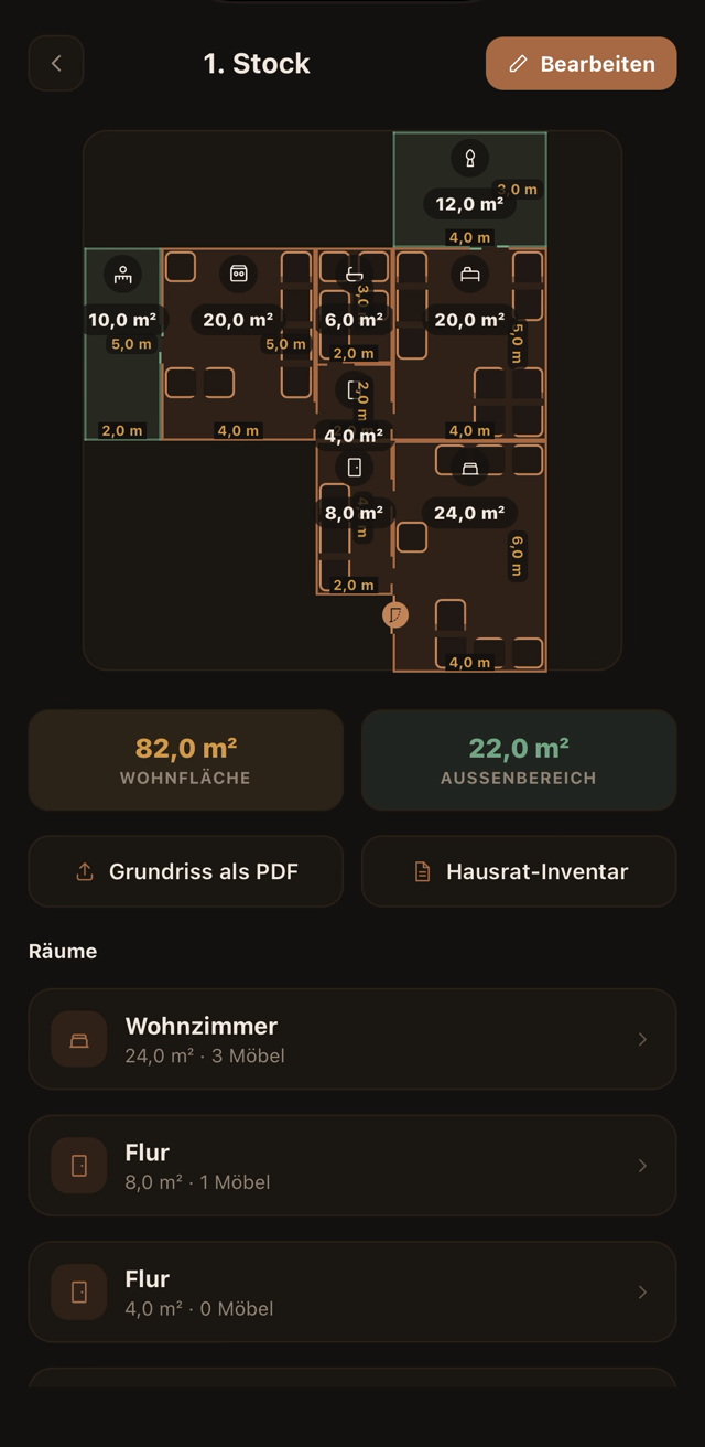 Screenshot von Tendra Home: Grundriss-Ansicht